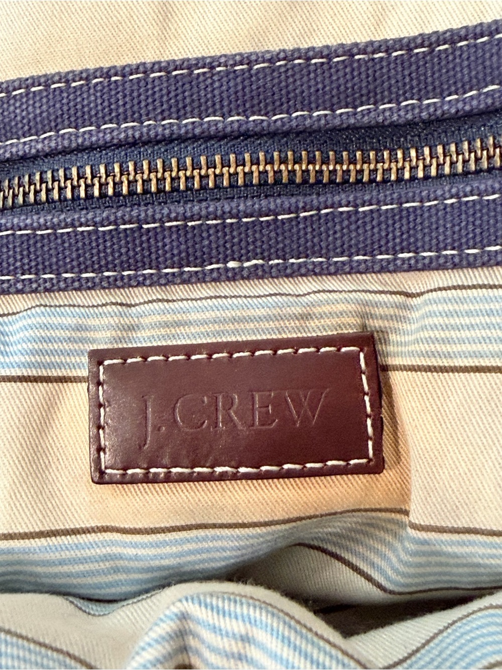 Madras Patchwork Plaid Vintage J.Crew Large Tote Bag Navy Canvas - Picture 13 of 16